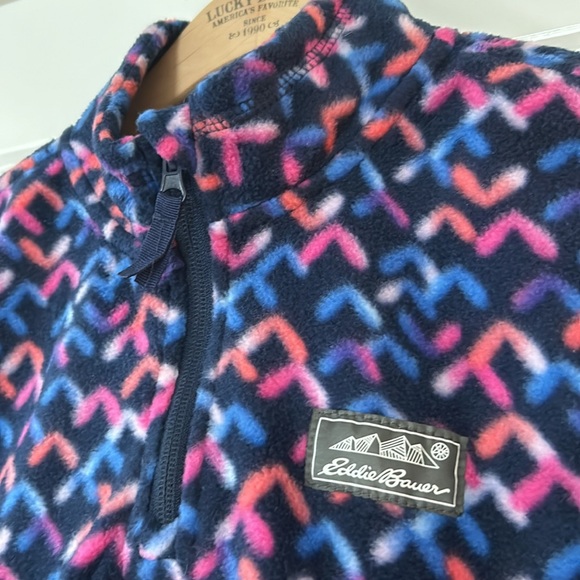 Eddie Bauer Kids Quest Print 1/4 Zip Fleece Pullover Sz M/10-12 w MEASUREMENTS! - Picture 3 of 14